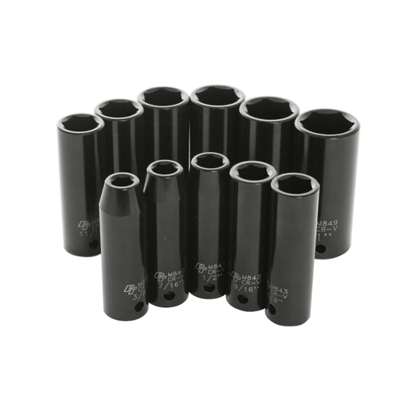 Performance Tool 11-Piece 1/2' Drive SAE DW Impact Socket M590DB